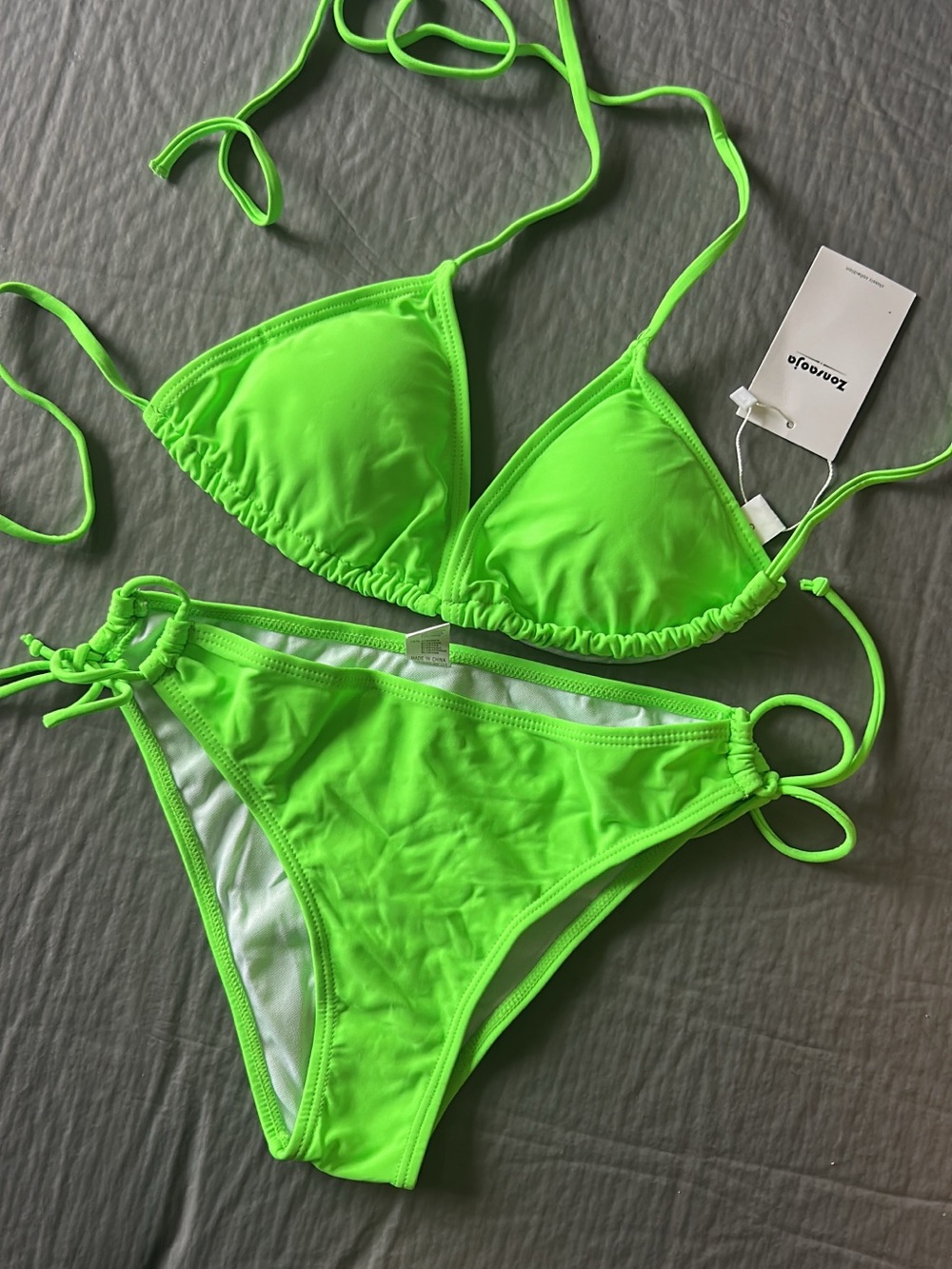 Amazon Neon Green Tie-Back Triangle Bikini